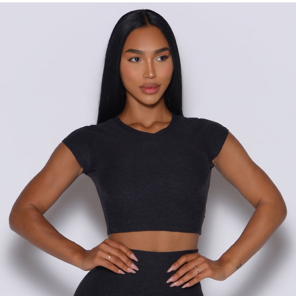 Bombshell Sportswear Heathered Black Women's Crop Top